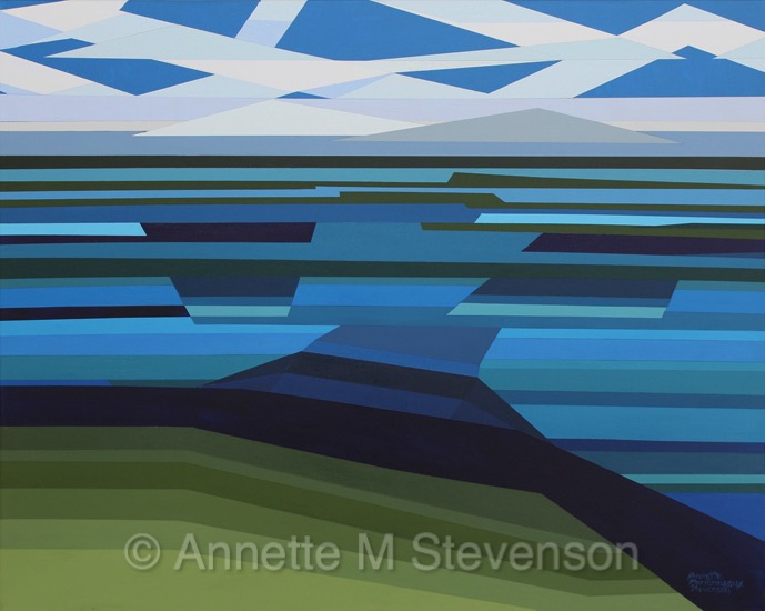 Lake, waterscape, water, water scenes, abstractpainting, straightedgepainting, annettemstevenson